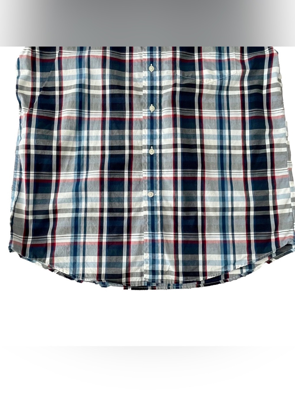 Tommy Hilfiger Navy & White Plaid Short-Sleeve Button-Down Shirt Men’s L NWOT - Picture 5 of 12